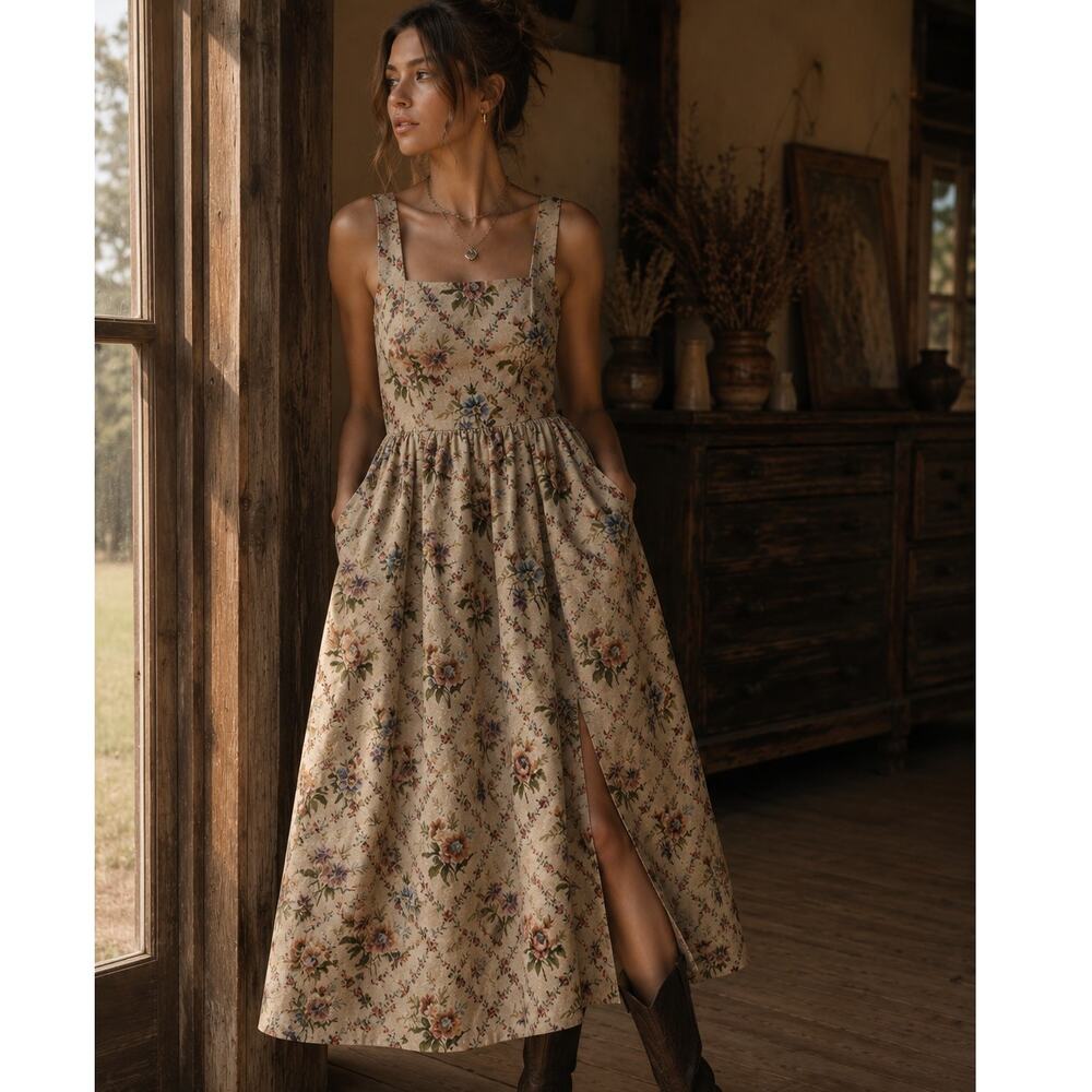 Jacquie The Label Tapestry Midi Dress, NWOT, Size S